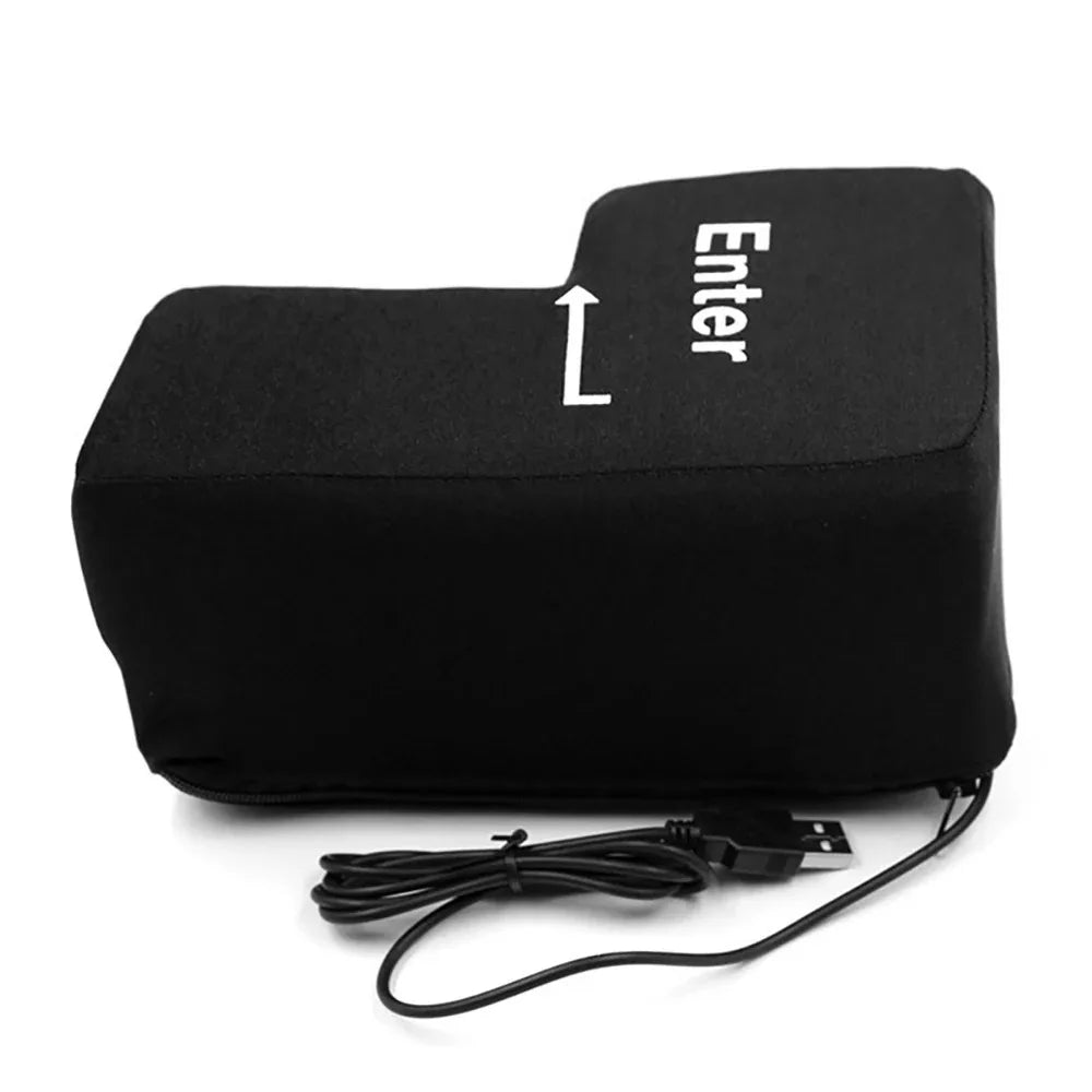 Big USB Enter Key Mouse Anti Stress Button Decompression Computer Any Vent Pillows Button Desktop Pillow For Programmer Worker