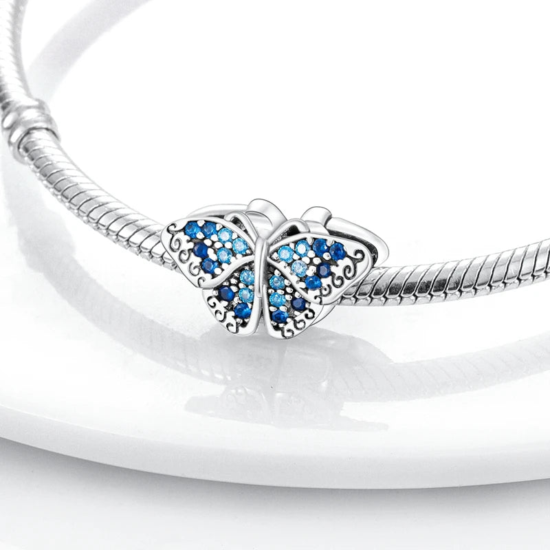 Original 925 Sterling Silver Charm Beads Glowing Luminous Firefly Butterfly Pendant for Bracelet Charm Jewelry