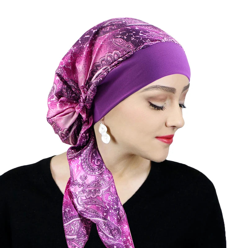 Headscarf Women Elastic Muslim Female Turban Cancer Chemo Hat Hair Loss Cover Head Wrap Headwear Stretch Bandana