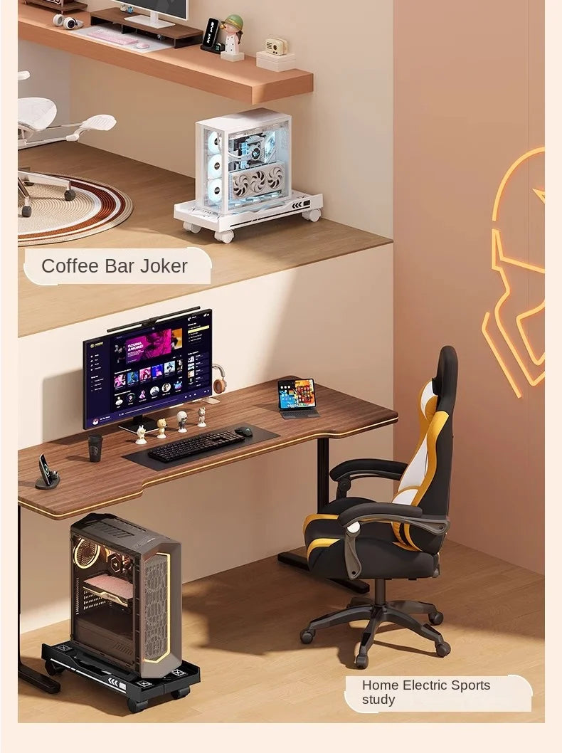 CPU Stand Adjustable Bracket PC Holder Cart Mobile Computer Tower Stand with Rolling Caster Wheels Adjustable Desktop Stand
