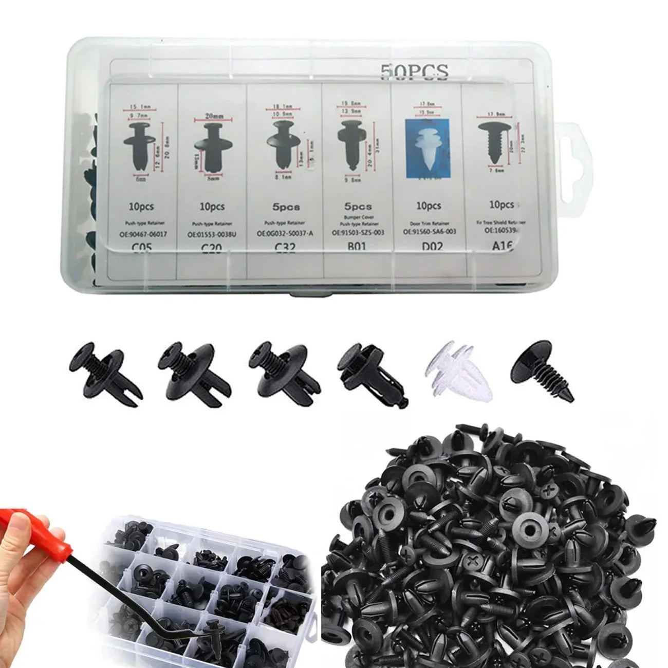 Universal Car Body Push Retainer Clip & Fastener Kit