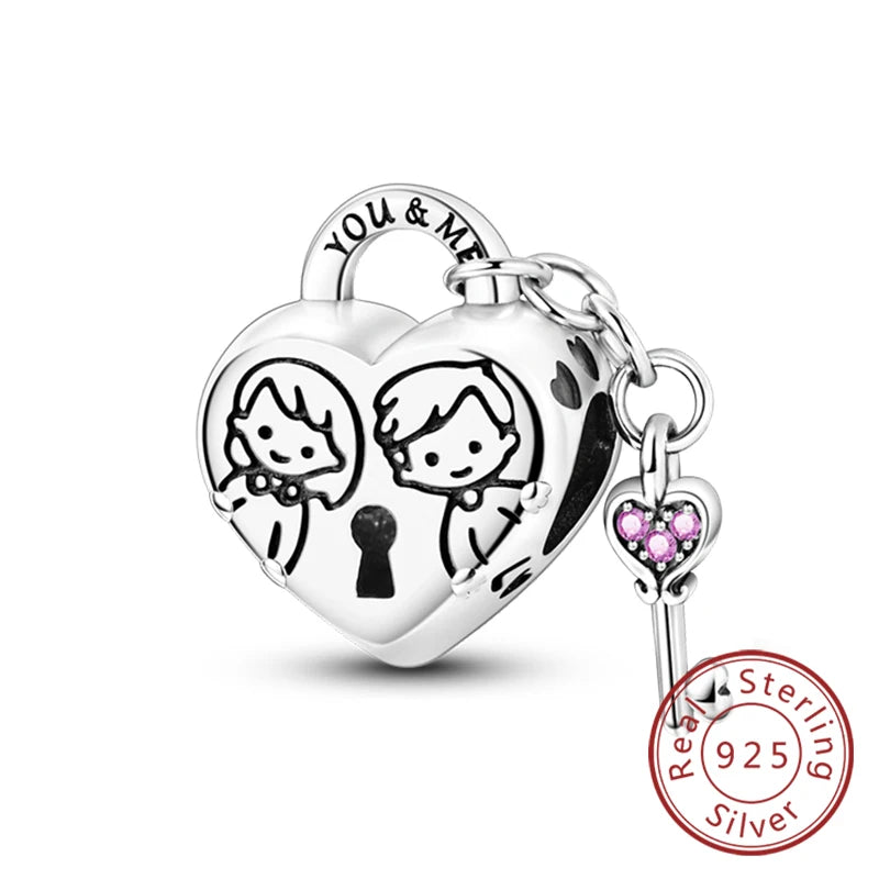 925 Sterling Silve Charms Beads Forever Love Heart Sister Family Life Charms Dangle For Bracelet Woman Jewelry Gifts