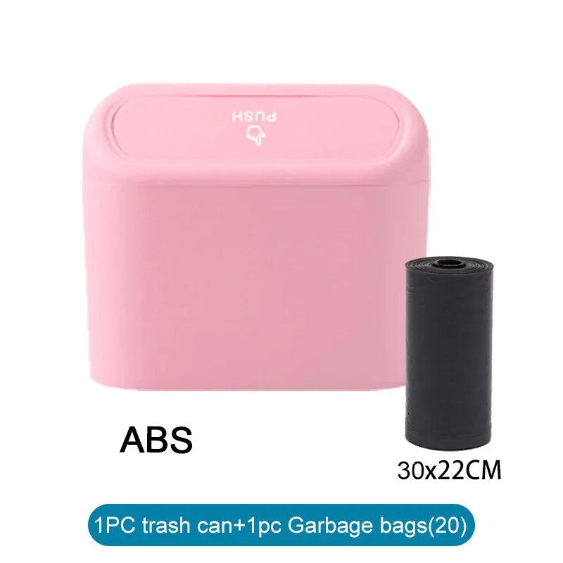 Leak-Proof Mini Car Trash Can with Lid & Refill Bags