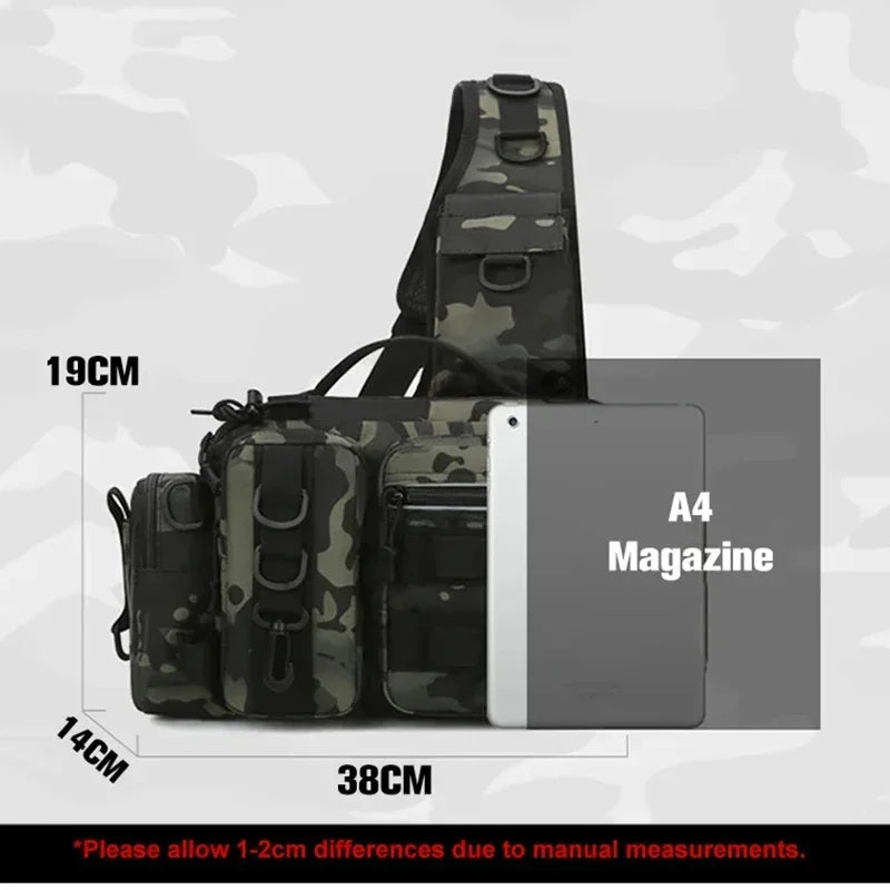 Large Capacity Fishing Gear Bag With bait box One Shoulder / Waist Bag / Crossbody Three-in-One Fishing Rod Storage Bag