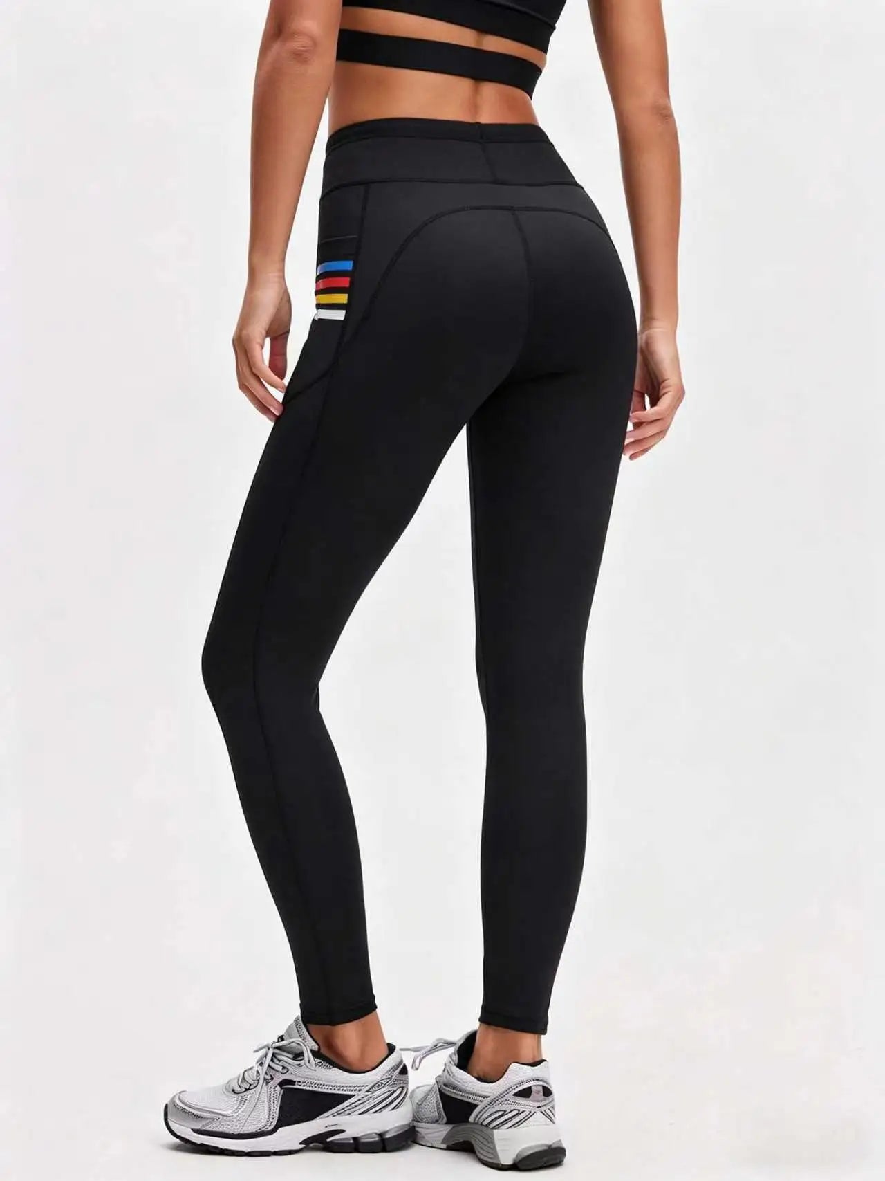 Women's Sports Casual Pants with Pocket Print Design, Drawstring Waist Adjustment, and High Elasticity for Butt-Lifting