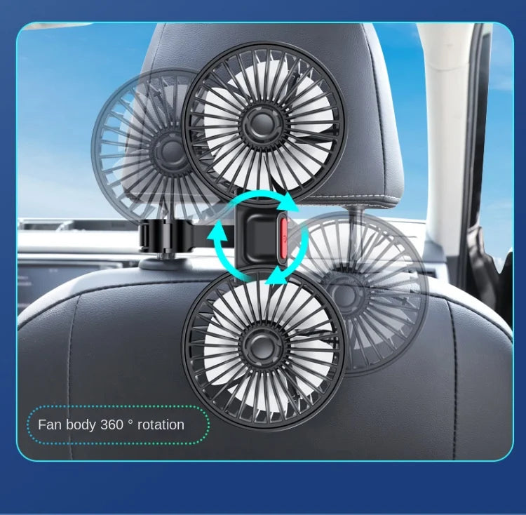 Car Fan  3-speed Car Seat Back Cooling Fan USB Charge Dual Head Fan 360 Degree Rotation Neck Cooler for Summer Car Accessories