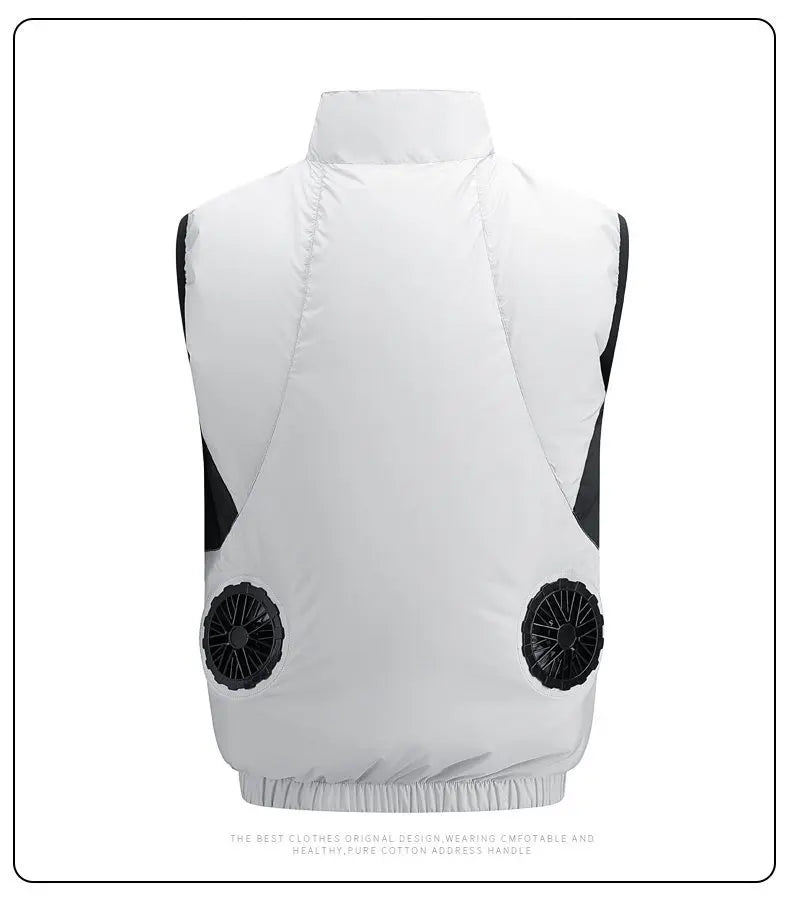 NEWS USB 12V/5V 4Fan Couples Summer Breathable Cooling Vest Sleeveless Fan Air Conditioner Jacket Heat Resistant Outdoor Workwea