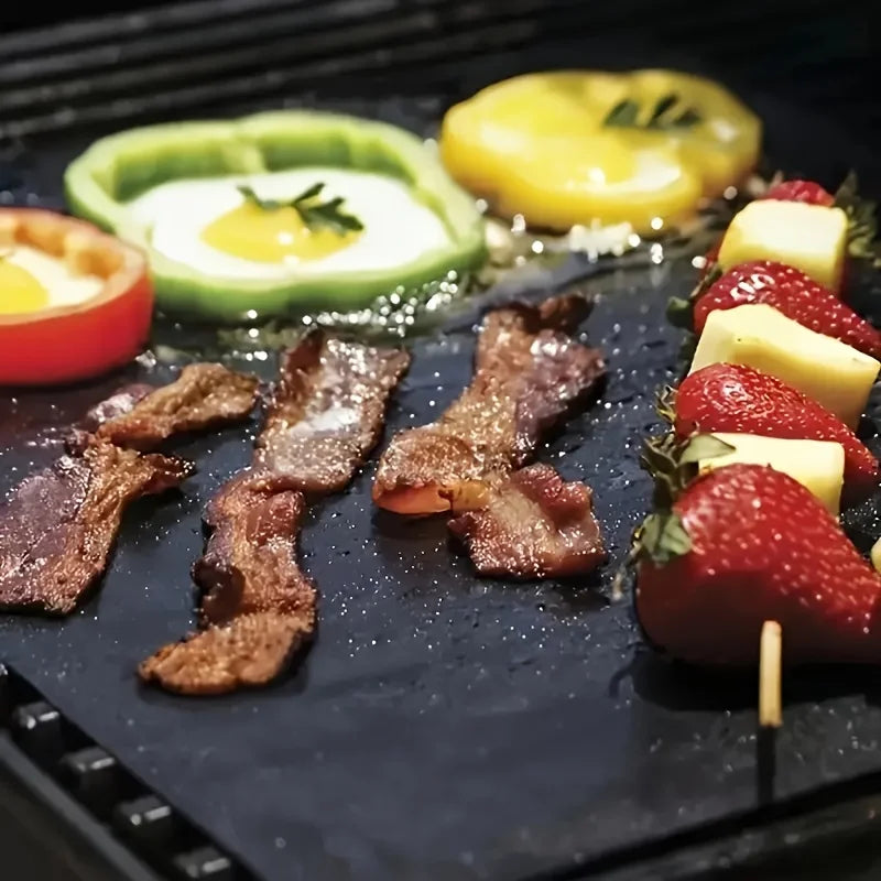 BBQ Grill Mat Non-stick Reusable Heat Resistant Extra Thick Pad Oven Liners Baking Mats Easy Clean Kitchen Outdoor Barbecue Tool
