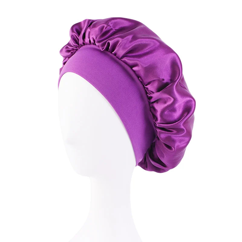 Wide-Brimmed Satin Sleep Bonnet – Hair Care Night Cap