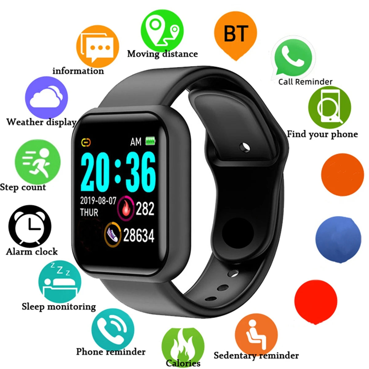 Unisex Smartwatch with Fitness Tracker & Message Alerts