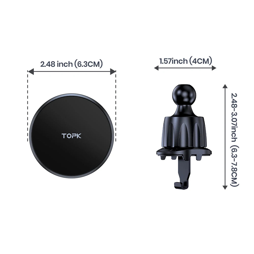 Magsafe Car Phone Holder,Powerful Magnetism Premium Quality Single-Hand Operation Metal Hook Magnetic Car Phone Mount