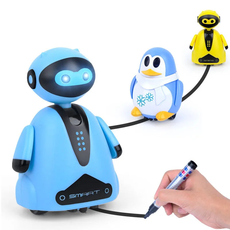 Draw Lines Follow Robot Toy Creative Inductive Electric Car Follow Any Line You Draw Robot Penguin Toy Educational Toy Kid Gifts
