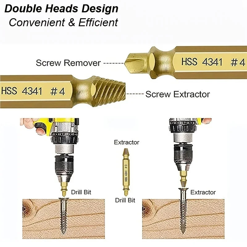 Universal Damaged Screw Extractor & Stripped Bolt Remover Set