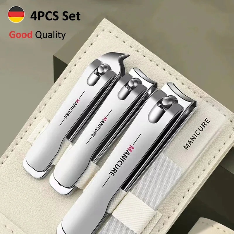 Nail Clippers Set 4 PCs with Rotating Leather Bag Professional Trimmer Pedicure Care Tools Manicure Set Home Care Gift