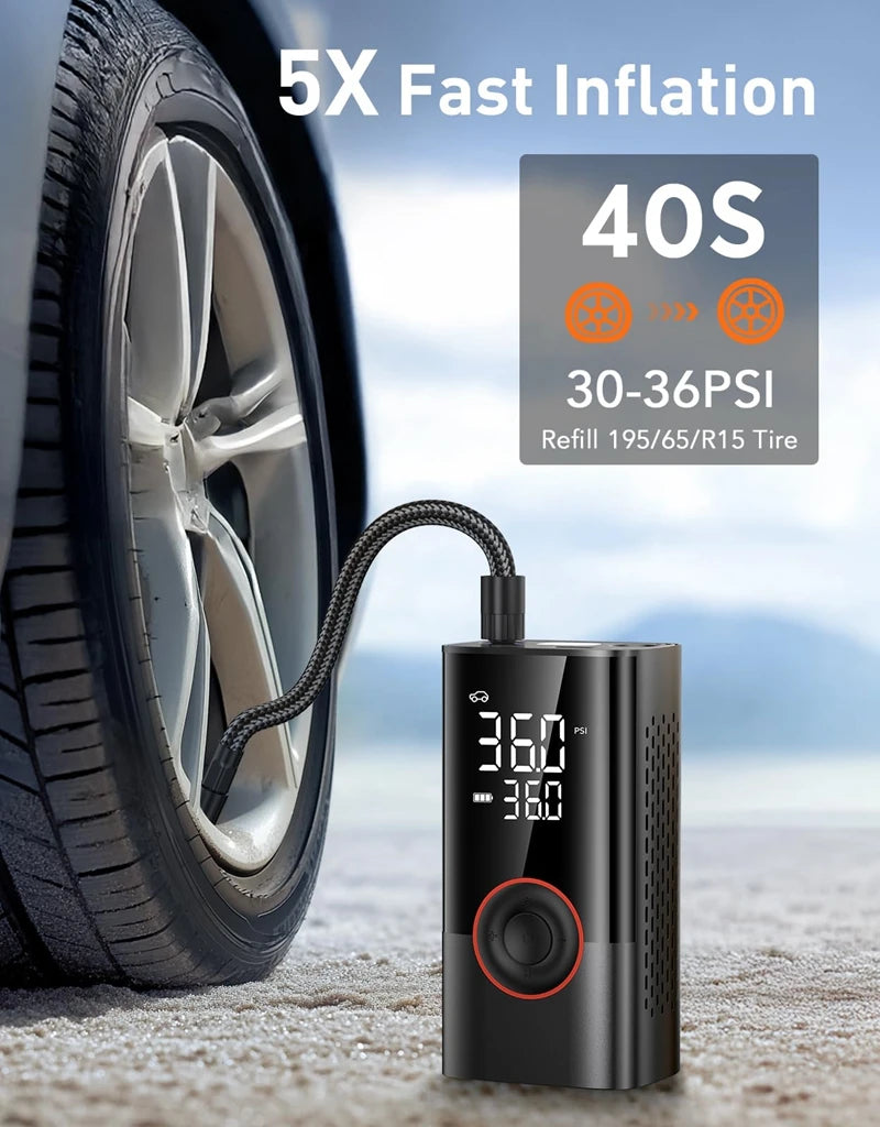 LEIBOO 150PSI Smart Air Pump Tire Inflator Portable Air Compressor with Digital Pressure Gauge for Car Bike Motorcycle Ball