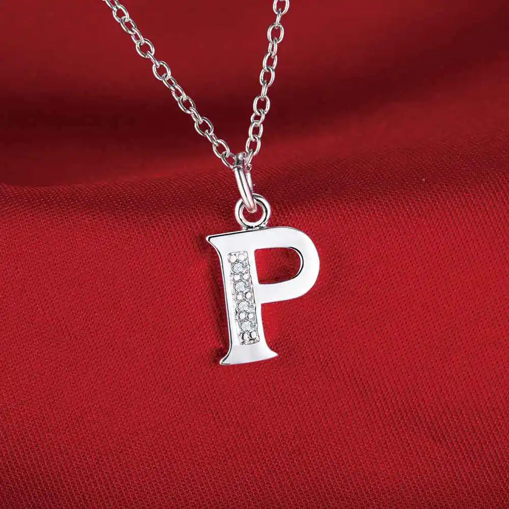 26 Letters 925 Sterling Silver Necklace Pendant Zircon For Women Exquisite Student Girlfriend Jewelry Accessories Wedding Gift