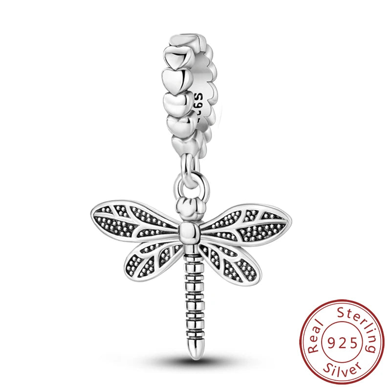 Original 925 Sterling Silver Charm Beads Glowing Luminous Firefly Butterfly Pendant for Bracelet Charm Jewelry