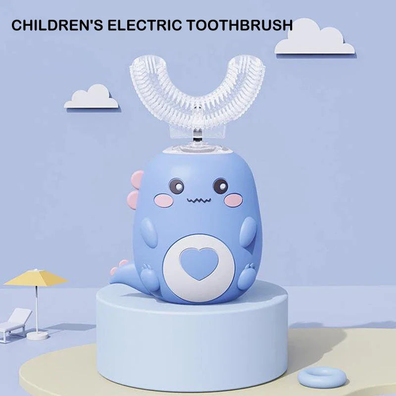 Food Grade Silicone U-Shaped Kids Electric Toothbrush 360° Automatic Cleaning USB Charging Smart Oral Care Children Toothbrush