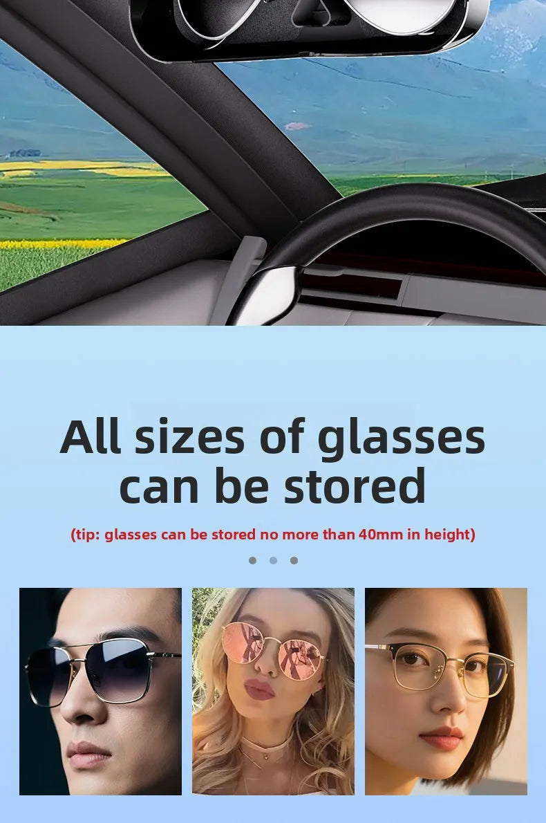 Multifunction Car Glasses Box Portable Car Sunglasses Holder Car Driving Glasses Holder Eyeglass Case Sun Visor Glasses Storage