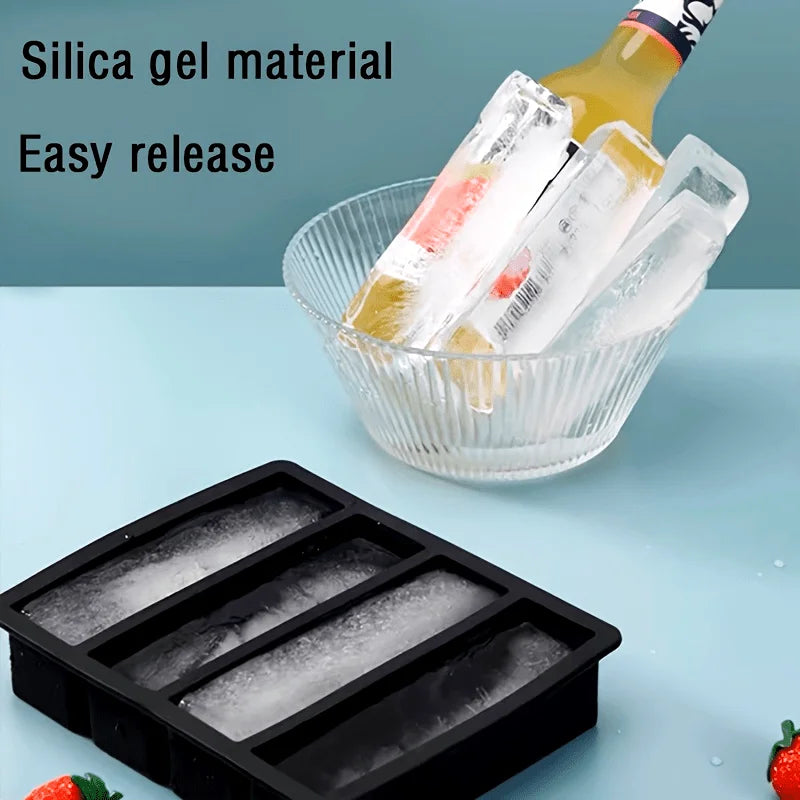 1/4 pcs Large Rectangular Ice Cube Mold Set with Lid Stackable Freezer Trays for Bottles Beverages Long Cubes Mould Kitchen Items