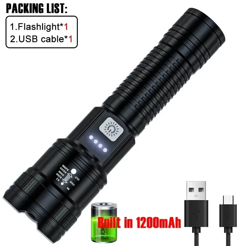 High-Power 2000LM Tactical LED Flashlight with Digital Display