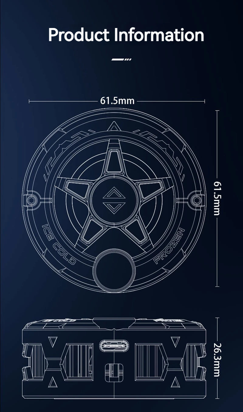 Universal Phone Cooler for Gaming, Magnetic Semiconductor Cooling Fan with Digital Display RGB Lights