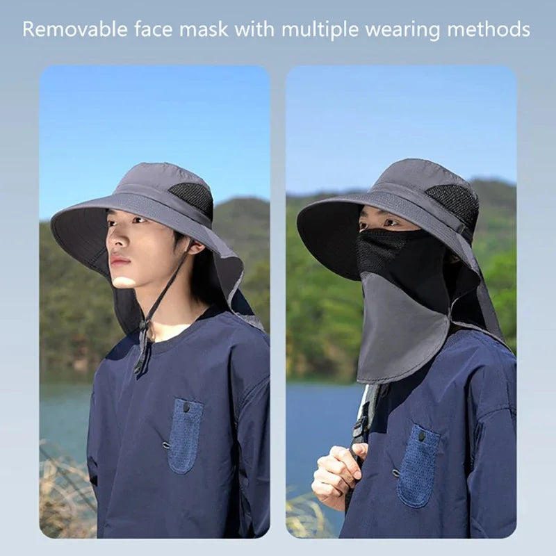 Unisex UV Protection Outdoor Bucket Hat with Neck Flap