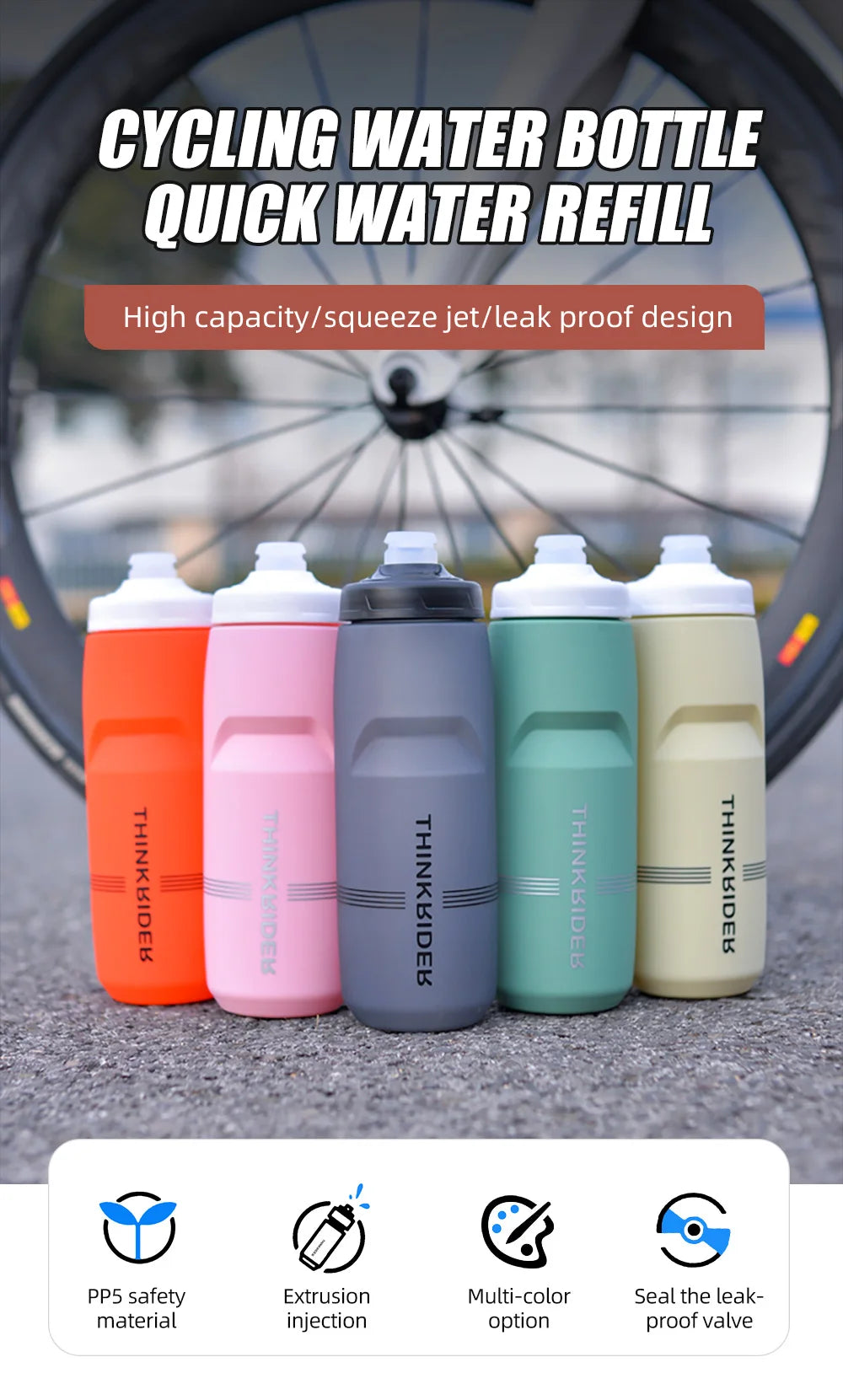 620ml/750ml Bicycle Bottle MTB Road Bike Water Bottle Outdoor Sports Plastic Portable Large Capacity Drink Cycling