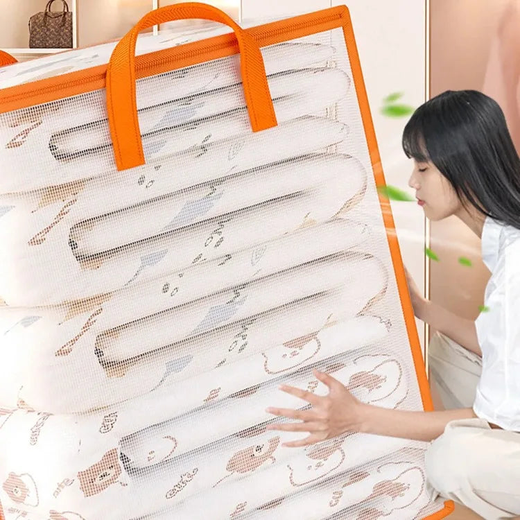 Plastic Transparent Clothes Blanket Quilt Organizer Storage Bag With Zipper Foldable Luggage Moving Packing Pouch