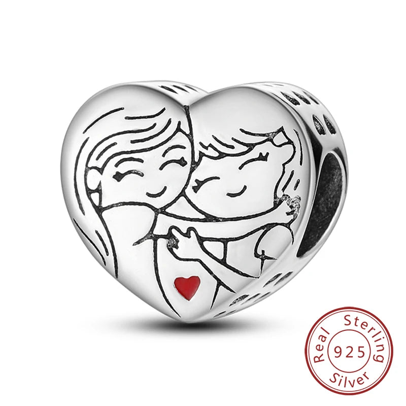 925 Sterling Silve Charms Beads Forever Love Heart Sister Family Life Charms Dangle For Bracelet Woman Jewelry Gifts