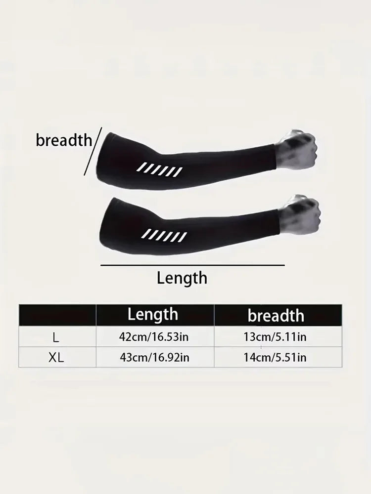 1 Pair Men's Lightweight Breathable Cooling Sports Sleeves Ice Silk Fabric Sweat-Absorbent for Cycling Fishing Running & Hiking