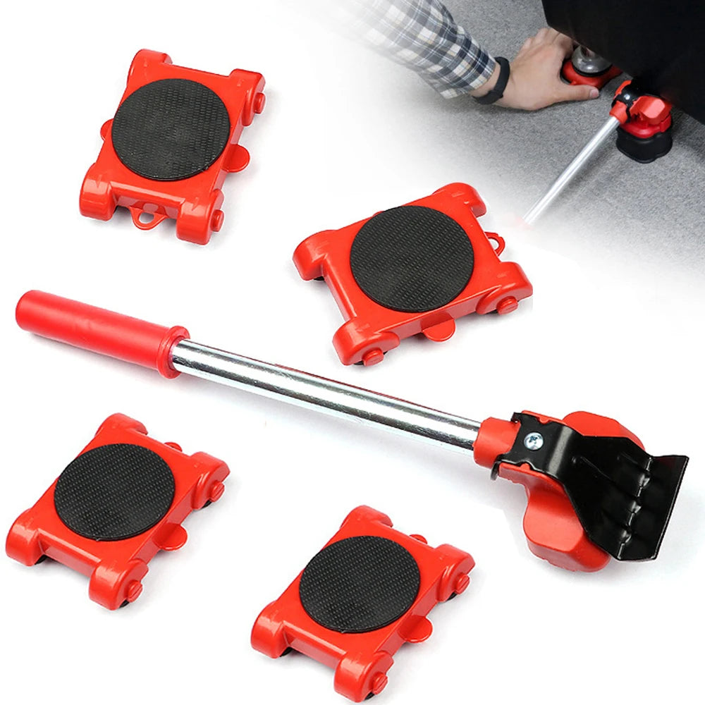 Professional Furniture Mover Tool Set Heavy Stuffs Transport Lifter Wheeled Mover Roller with Wheel Bar Moving Hand Device