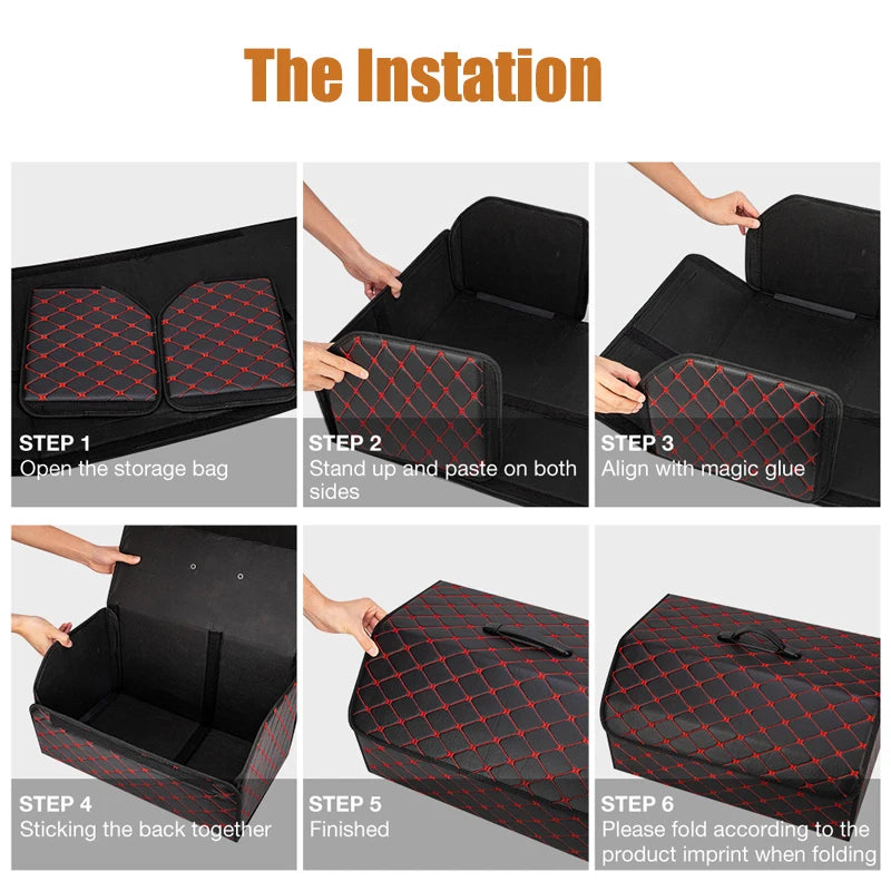 Large Capacity Car Trunk Organizer – Foldable Leather Storage Box for Emergency & Everyday Use