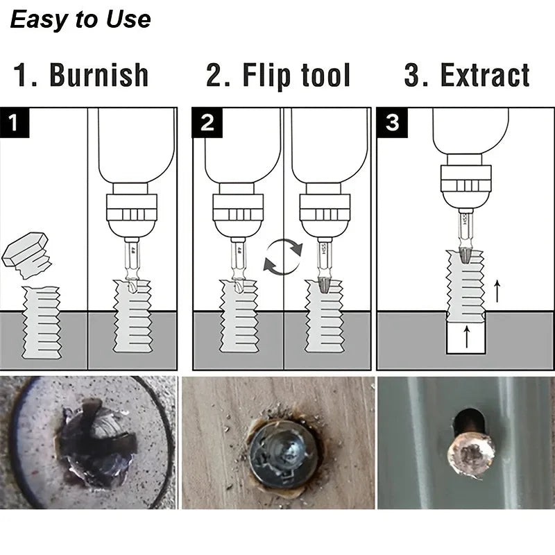 Universal Damaged Screw Extractor & Stripped Bolt Remover Set