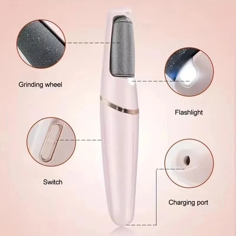 USB Electric Dead Skin Pedicure Automatic Foot Grinder Rechargeable Roller Feet Pedicure Tool with 2 Removable Roller Heads