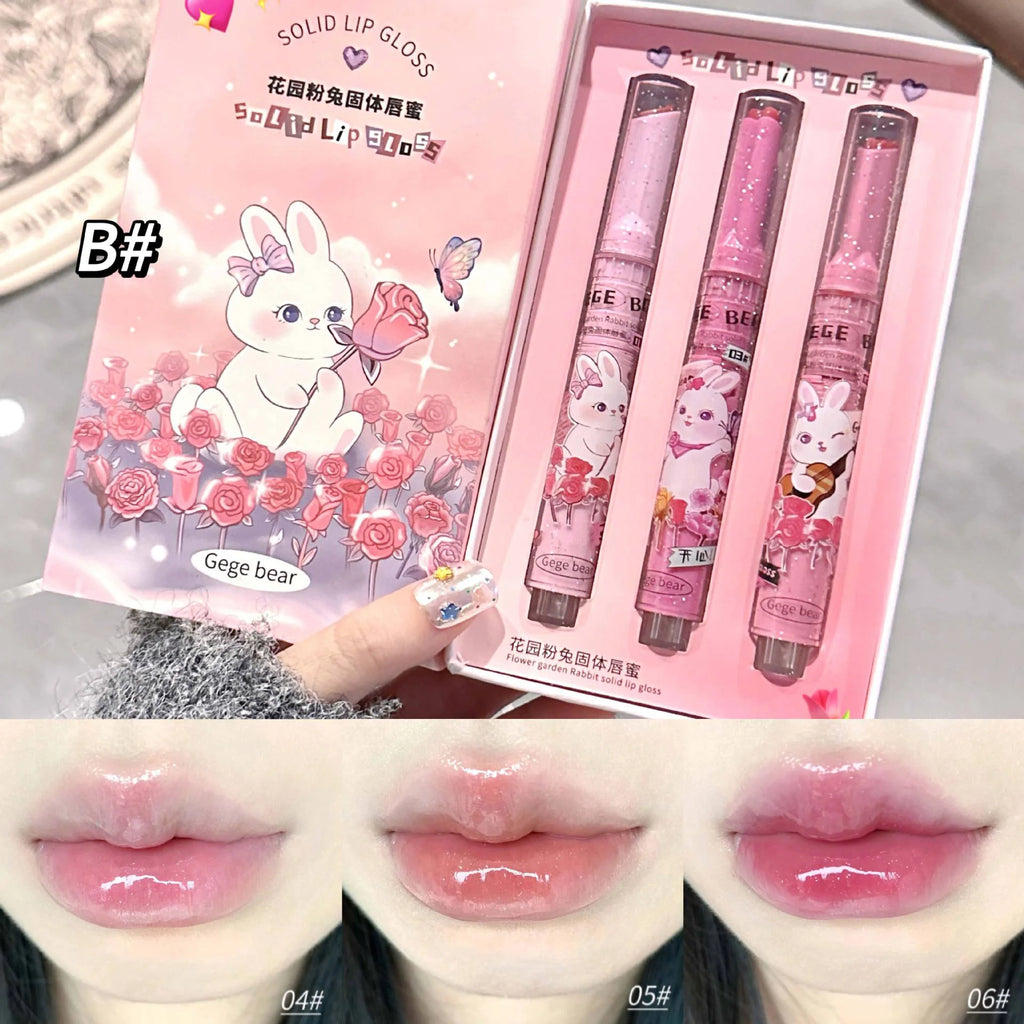 Pink Solid Lip Gloss Moisturizing Watery Colored Lip Balm Long-lasting and Tender Lip Balm