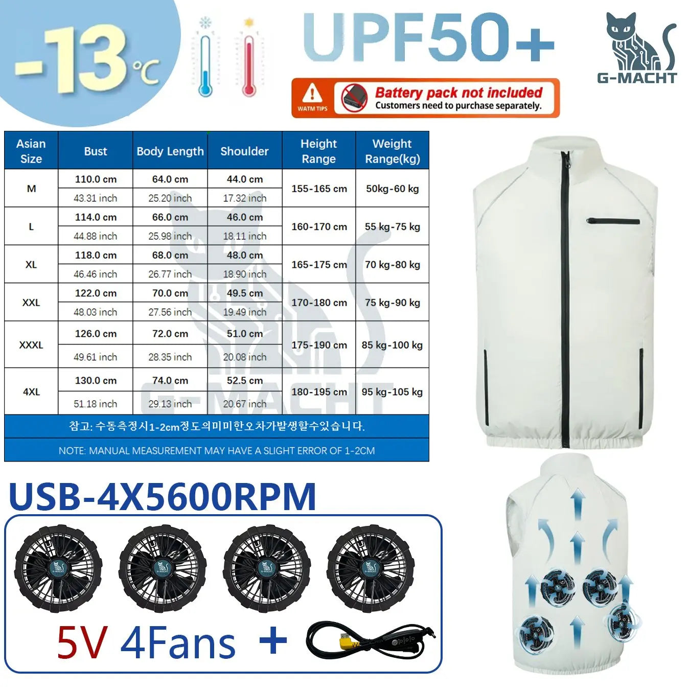 4-Fan USB Cooling Vest – Breathable Summer Workwear for Men & Women