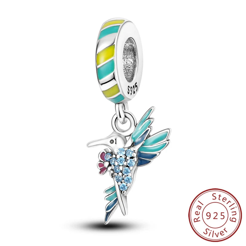 Original 925 Sterling Silver Charm Beads Glowing Luminous Firefly Butterfly Pendant for Bracelet Charm Jewelry