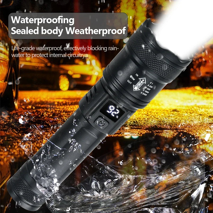 High-Power 2000LM Tactical LED Flashlight with Digital Display