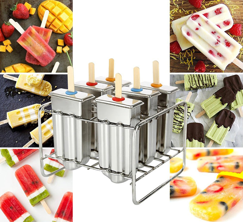 Stainless Steel Popsicle Mold Rack Ice Lolly Mold Frozen Lolly Popsicle Maker Homemade Ice Cream Mold with Popsicle Holder