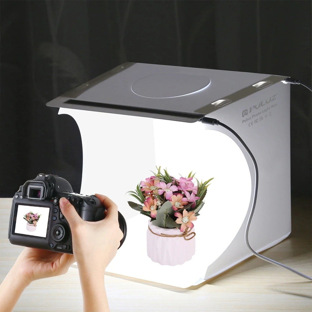 20cm Mini 2 LED Panels Folding Portable 1100LM Light Photo Lighting Studio Shooting Tent Box Kit with 6 Colors Backdrops