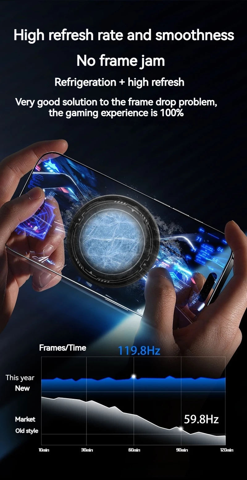 Universal Phone Cooler for Gaming, Magnetic Semiconductor Cooling Fan with Digital Display RGB Lights