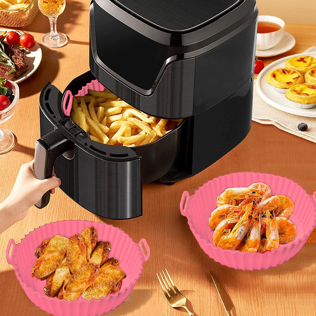 6 PC Air Fryer Mats - 450°F Silicone Non-Stick Dual Texture Dishwasher Safe Crispy/Steam Cooking