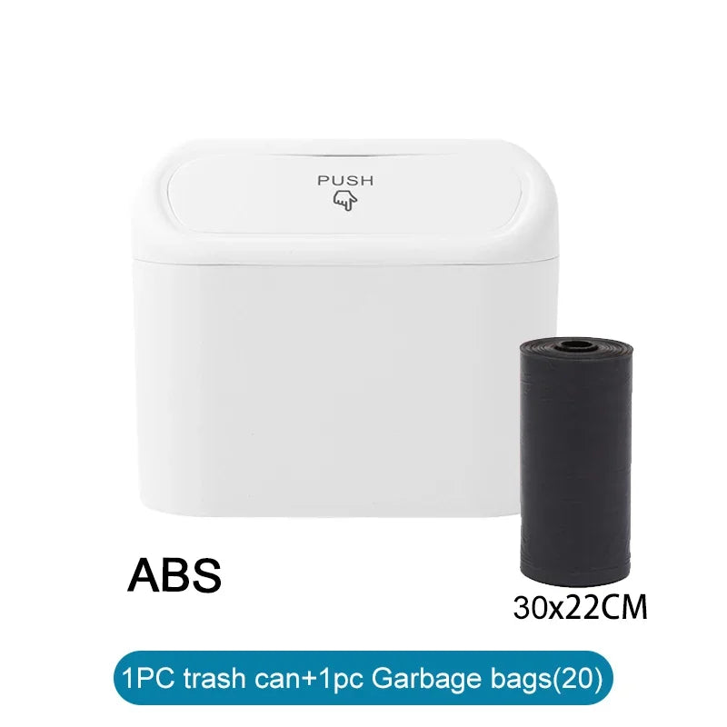 Leak-Proof Mini Car Trash Can with Lid & Refill Bags