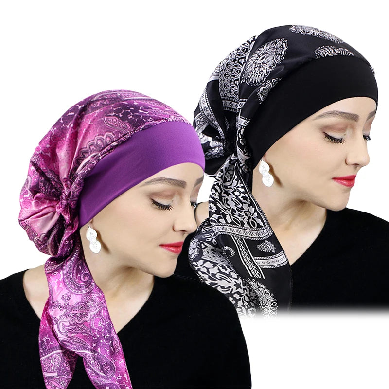 Headscarf Women Elastic Muslim Female Turban Cancer Chemo Hat Hair Loss Cover Head Wrap Headwear Stretch Bandana