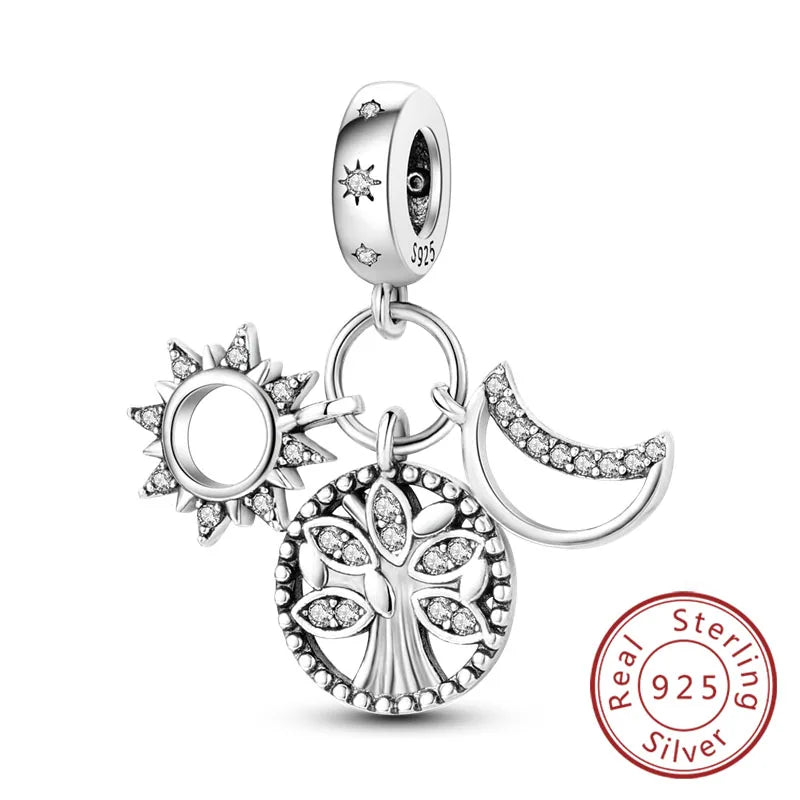 925 Sterling Silve Charms Beads Forever Love Heart Sister Family Life Charms Dangle For Bracelet Woman Jewelry Gifts