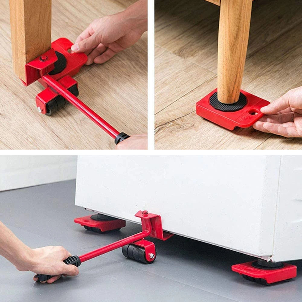 Professional Furniture Mover Tool Set Heavy Stuffs Transport Lifter Wheeled Mover Roller with Wheel Bar Moving Hand Device