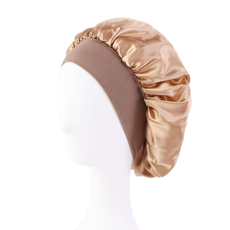Wide-Brimmed Satin Sleep Bonnet – Hair Care Night Cap