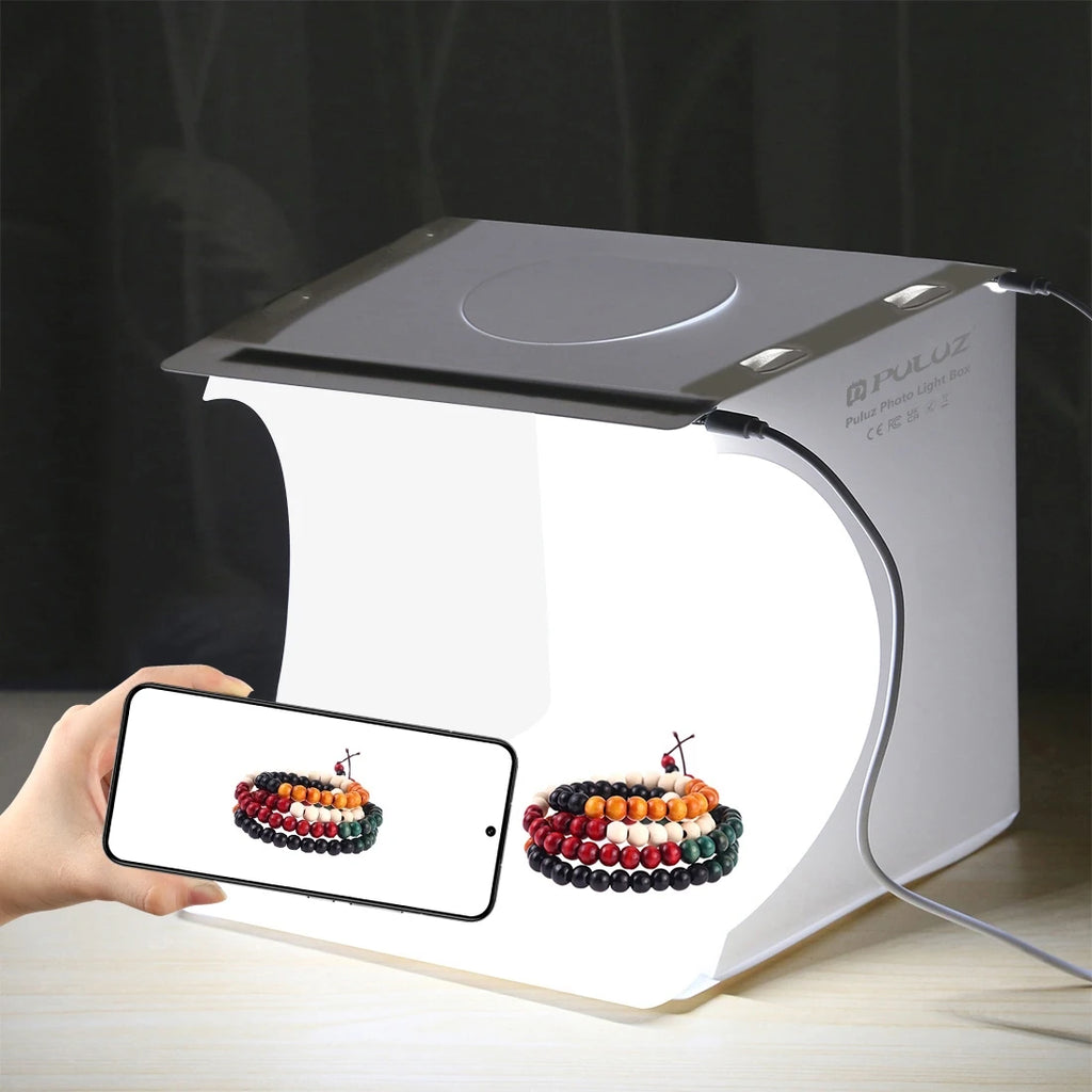 20cm Mini 2 LED Panels Folding Portable 1100LM Light Photo Lighting Studio Shooting Tent Box Kit with 6 Colors Backdrops