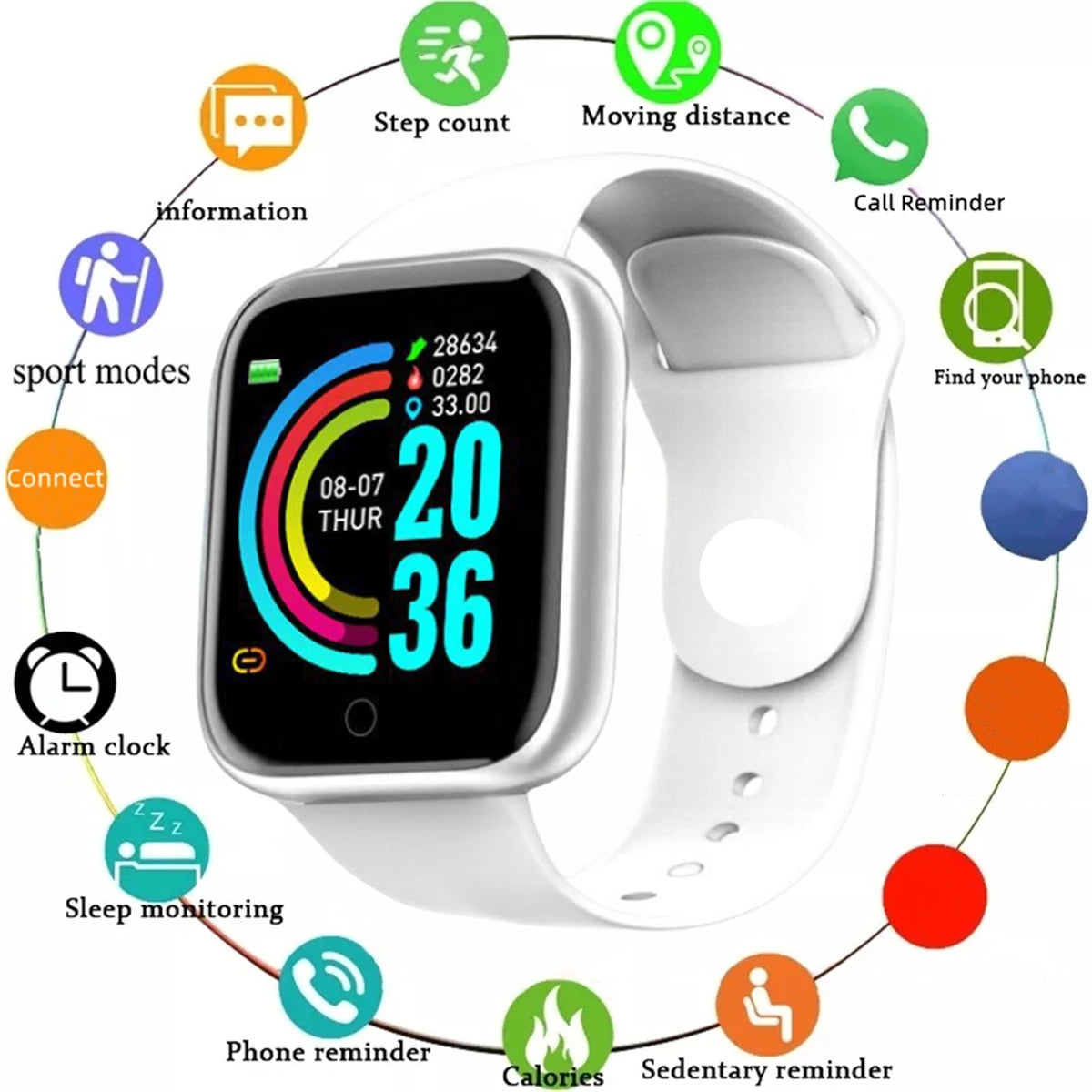 Unisex Smartwatch with Fitness Tracker & Message Alerts